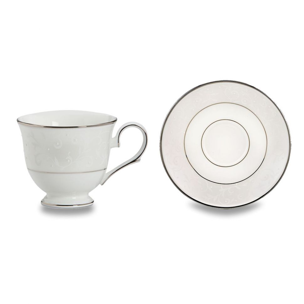 Чашка чайная с блюдцем «Чистый опал», объем: 180 мл, материал: костяной фа фото 1