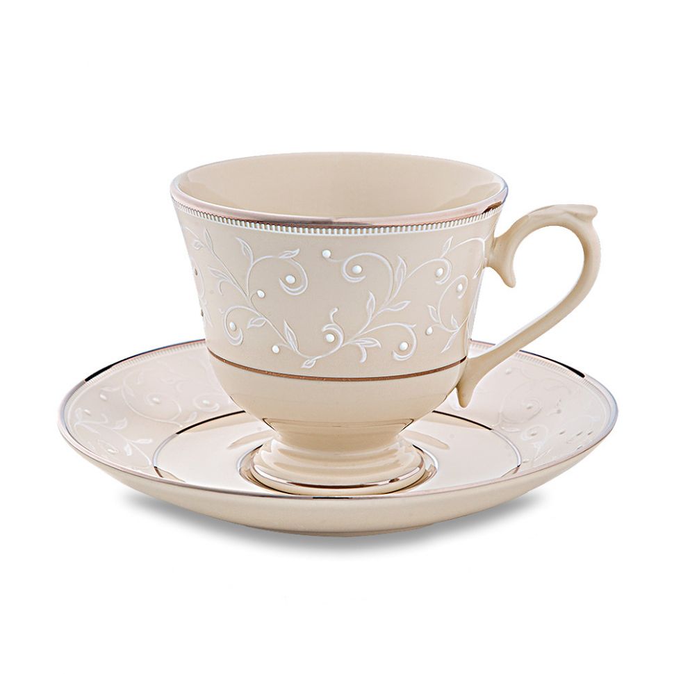 Чашка чайная с блюдцем «Чистый жемчуг», объем: 180 мл, материал: костяной  фото 1