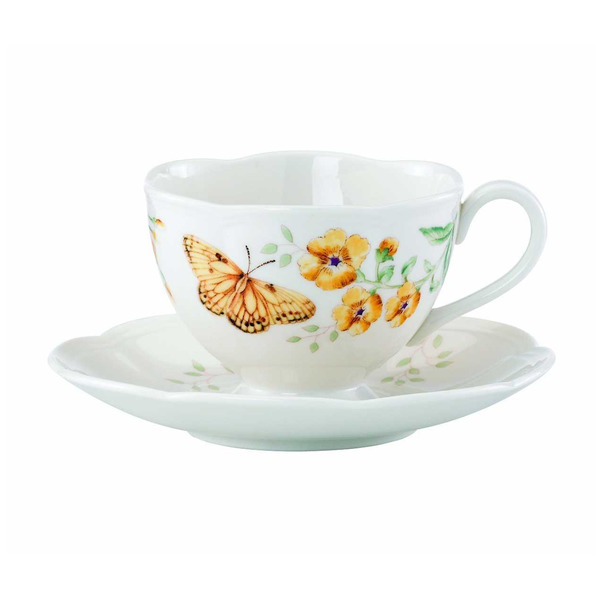 Чашка чайная с блюдцем 240мл Бабочки на лугу Желтушка фото 1