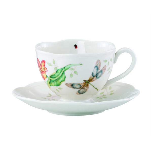 Чашка чайная с блюдцем 240мл Бабочки на лугу Стрекоза фото 1