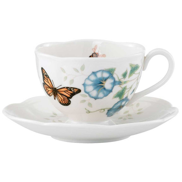 Чашка чайная с блюдцем 240мл Бабочки на лугу Бабочка Монарх фото 1