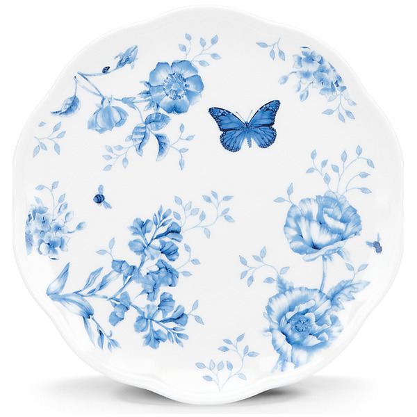 Тарелка акцентная 23см Бабочки на лугу (синяя) фото 1